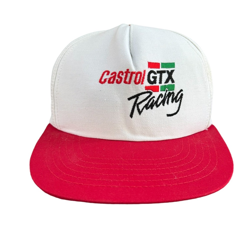 CASTROL GTX RACING hat vintage red white adjustable snapback cap - USA Made